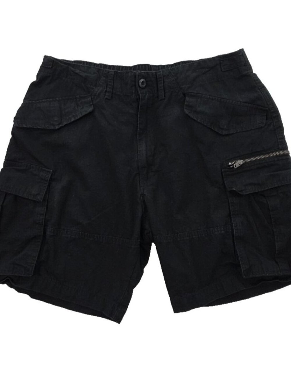 LCKR Cargo Shorts Mens Large Black 7 Pockets, 2 Zipped 7" Inseam Classic Fit